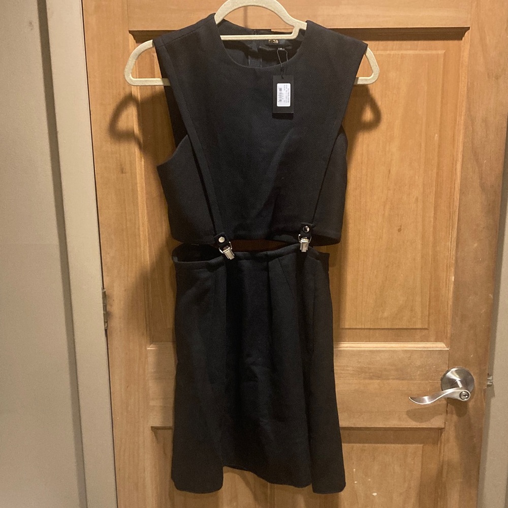 Maje Ruliete Black Sleeveless A-Line Mini Dress medium